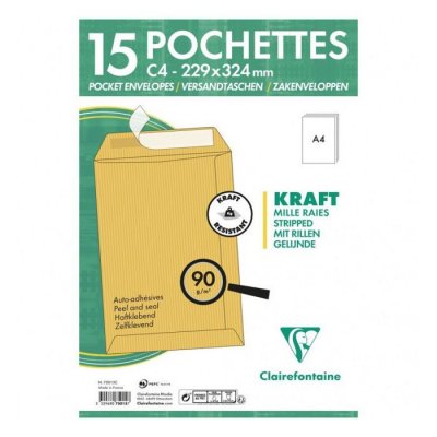 CLAIREFONTAINE Set de 15 pochettes  Kraft 229 x 324 mm
