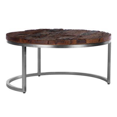 Set de 2 tables basses naturelles, &Oslash; 70x35 / 56x29 cm, bois
