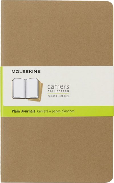 MOLESKINE Set de 3 cahiers grand format &agrave; pages blanches  Marron Kraft
