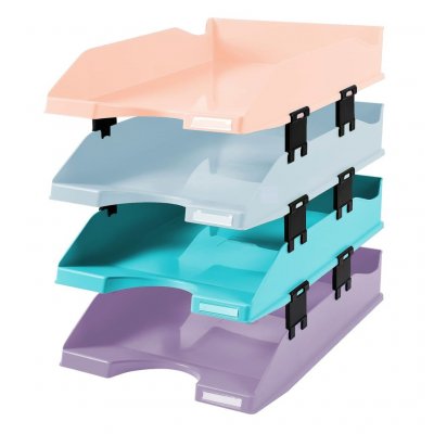 EXACOMPTA Set De 4 Corbeilles &Agrave; Courrier Combo Midi Aquarel-assorties