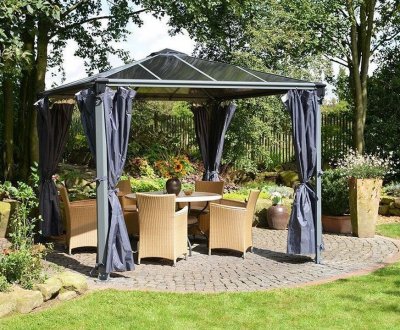 PALRAM CANOPIA Set de 4 rideaux pour tonnelles grise 3 x 3 m et 3,6 x 3,6 m