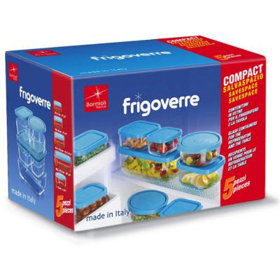 BORMIOLI ROCCO Set de 5 bo&icirc;tes de conservation FRIGOVERRE rectangle + carr&eacute; + rond