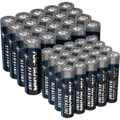 ANSMANN Set de piles alcalines , 20x LR03 et 20x LR6 