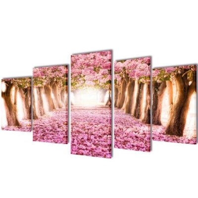 VIDAXL Set de toiles murales imprim&eacute;es cerisiers en fleurs 200 x 100 cm