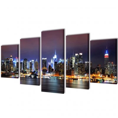 VIDAXL Set de toiles murales imprim&eacute;es Horizon de New York color&eacute; 200 x 100 cm 