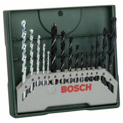 BOSCH Set Forets &Agrave; M&eacute;taux/&Agrave; Bois/&Agrave; Pierre 15 &Eacute;l&eacute;ments  Mini X-Line