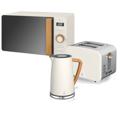 SWAN Set petit-d&eacute;jeuner bouilloire grille-pain micro-ondes 20L Nordic Blanc  STRP1060  Blanco 44317