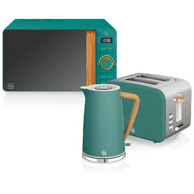 SWAN Set petit-d&eacute;jeuner bouilloire grille-pain micro-ondes 20L Nordic Vert, , STRP1060, , Vert