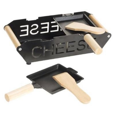 SECRET DE GOURMET Set raclette &agrave; bougie pour 2 personnes - L 23 cm x l 10 cm - Noir 