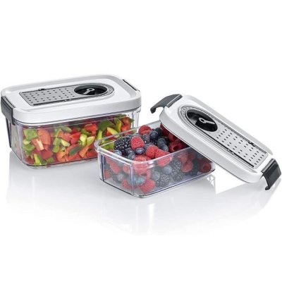 SEVERIN  Ensemble de 2 R&eacute;cipients de Mise sous Vide (0,75L et 1,5L), Convient jusqu'&agrave; 85&deg;C, ZB 3618