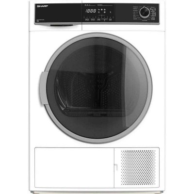 SHARP  - S&egrave;che-linge Frontal 8kg Pompe &agrave; Chaleur 15 Programmes - Blanc