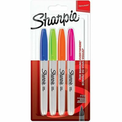 SHARPIE  2065403 Lot de 4 Marqueurs permanent pointe fine Couleurs Fun Assorties