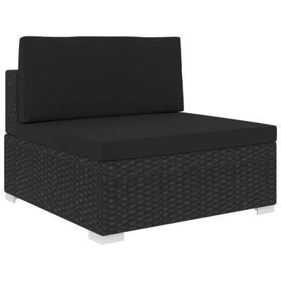 VIDAXL Si&egrave;ge central sectionnel 1 pc et coussins R&eacute;sine tress&eacute;e Noir