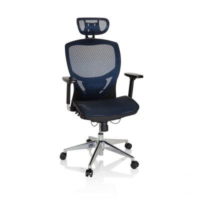 Si&egrave;ge de bureau / fauteuil de direction venus one, tissu maille bleu hjh office