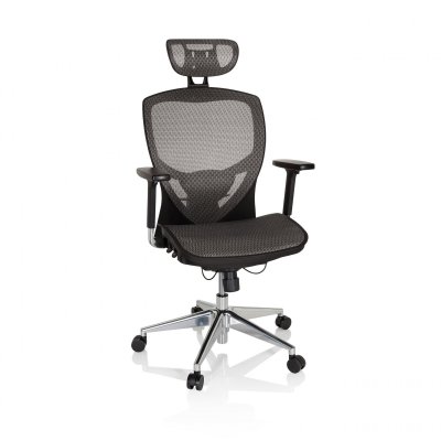 Si&egrave;ge de bureau / Fauteuil de direction VENUS ONE, tissu maille gris argent&eacute; hjh OFFICE