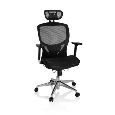 Si&egrave;ge de bureau / Fauteuil de direction VENUS ONE, Tissu maille noir hjh OFFICE