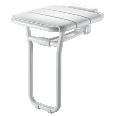DELABIE Si&egrave;ge de douche relevable en aluminium &eacute;poxy blanc - 