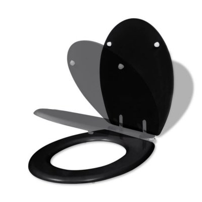 VIDAXL Si&egrave;ge de toilette MDF Couvercle &agrave; fermeture en douceur Noir
