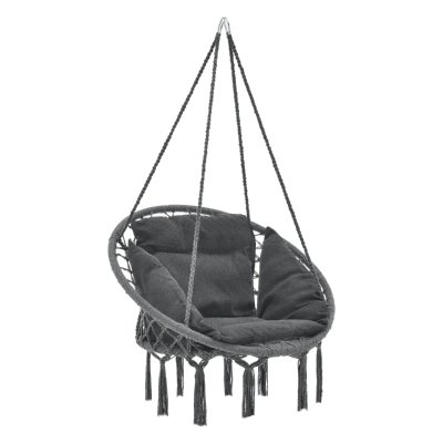 CASA.PRO Si&egrave;ge Rond avec Coussin Hamac Kailua avec 4 Cordes d'attache Gris Fonc&eacute; []