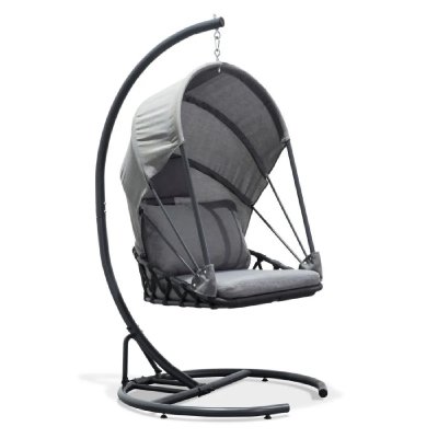 DCB GARDEN Si&egrave;ge suspendu de jardin avec coussins et nacelle pliable gris