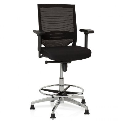 Si&egrave;ge technique / tabouret technique top work 77 capitonn&eacute;, tissu maille noir hjh office