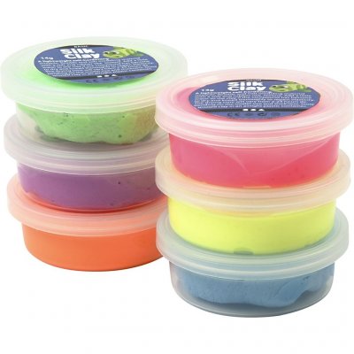 CREOTIME Silk Clay Set d'argile Neon 6 x 14 grammes 7 pi&egrave;ces (79140)