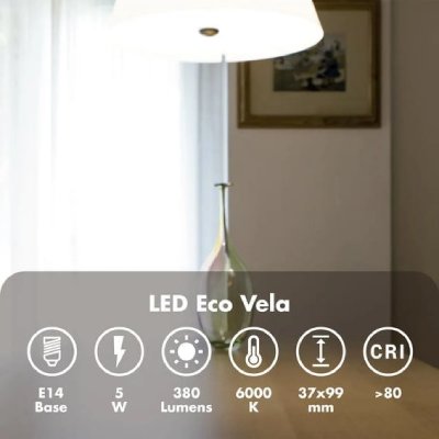 SILVER ELECTRONICS  1971214 Bougie LED Eco E14 5 W Blanc