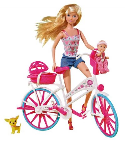 SMOBY SIMAB Steffi Love Balade V&eacute;lo - B&eacute;b&eacute; + Chien Inclus