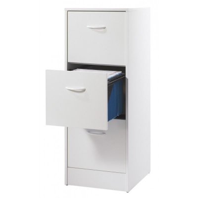 SIMMOB Classeur 3 tiroirs pour dossiers Suspendus-Coloris-Blanc, Bois
