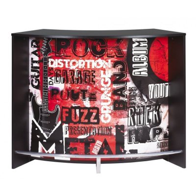 Simmob Meuble Bar Comptoir d'Accueil Noir 135 cm - Coloris: Rock 451