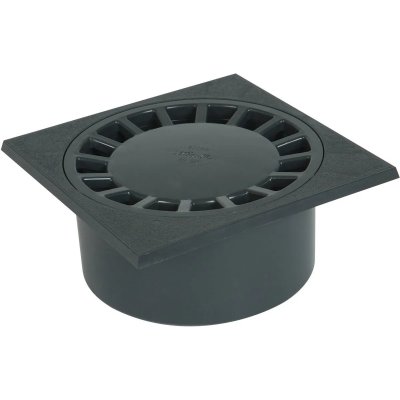 NICOLL Siphon De Cour &Agrave; Emboiture Incorpor&eacute;e 200x200 Gris Fonc&eacute; Sortie 80/90