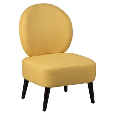 ALTOBUY SKALAN - Fauteuil Crapaud Tissu Coloris Jaune Moutarde - 