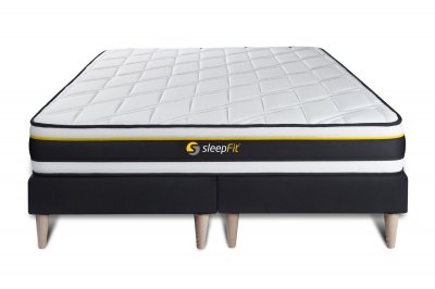 SLEEPFIT  - Ensemble matelas sommier Soft 180 x 200 cm - Couleur : Noir