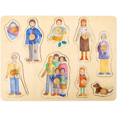 GENERIQUE Small Foot puzzle de forme Famille bois junior 9 pi&egrave;ces 