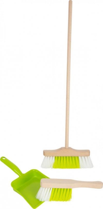  Small Foot set de balayage junior 55 cm bois naturel/vert 3-pi&egrave;ces