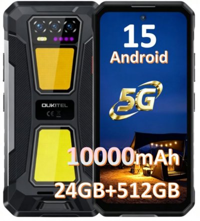 OUKITEL Smartphone Incassable 5G WP58 Pro 6.7'' 24GB 512GB Android 15 10000mah 64mp Nfc Noir