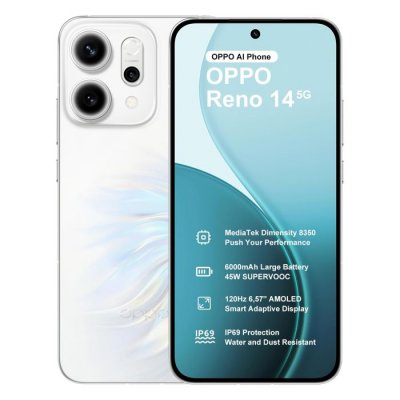 OPPO Smartphone  Reno14 5G 12Go RAM 256Go Blanc &Eacute;cran 6.59&rdquo; AMOLED 6000mAh-EU version