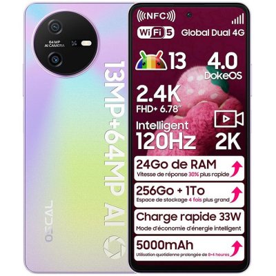 OSCAL Smartphone -  - Tiger 12 - 678 pouces - 24Go RAM - 256Go ROM - Cam&eacute;ra 64MP