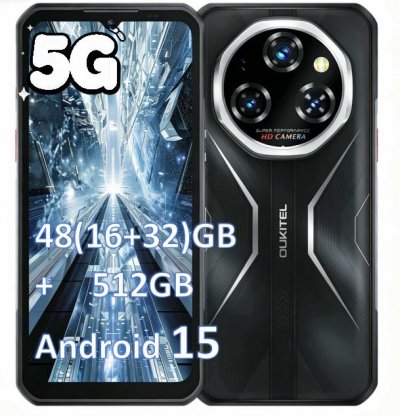 OUKITEL Smartphone  WP55 Pro 5G 6.6"" 48GB RAM + 512GB , 11000mAh, IP68/IP69K Noir