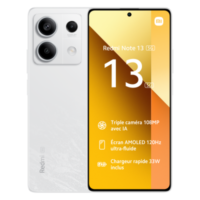 XIAOMI Smartphone  redmi note 13 5g 6 67 8go 256go blanc MZB0DFPHEU