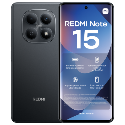 Smartphone Xiaomi Redmi Note 15 6,77"" Double nano SIM 256 Go Noir