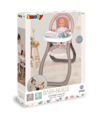 SMOBY  - Baby Nurse Chaise haute pour poupon jusqu'&agrave; 42cm (non inclus)
