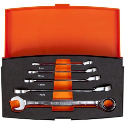 BAHCO SNA Mettmann Coffret de 5&nbsp;cl&eacute;s mixtes &agrave; cliquet