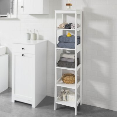 SoBuy BZR14-W Meuble Colonne de Salle de Bain Armoire Haute &eacute;tag&egrave;re