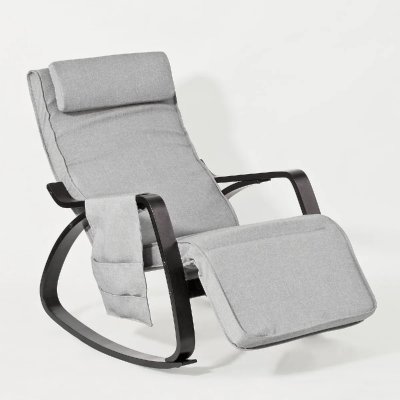 SOBUY  Fauteuil &agrave; Bascule Relax avec Repose-Pieds et Appui-T&ecirc;te R&eacute;glables, Gris