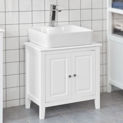 SoBuy FRG202-W Meuble Sous-Lavabo Dessous de lavabo ou Evier Meuble de Salle de Bain