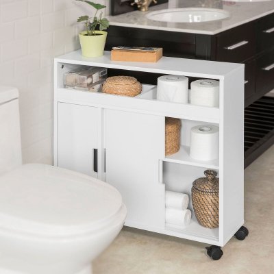Sobuy SoBuy&reg; BZR02-W Meuble de Rangement Salle de Bain Armoire WC pour Papier Toilette