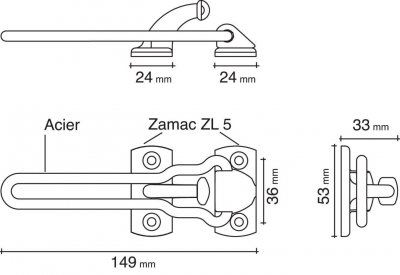 SOCONA  - Entreba&icirc;lleur de s&eacute;curit&eacute; classic pour porte couleur dor&eacute;e O2