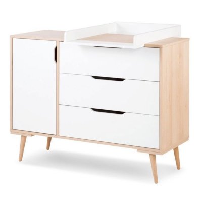 MON MOBILIER DESIGN Sofie commode &agrave; langer &agrave; tiroirs et &eacute;tag&egrave;res style scandinave blanc / bois