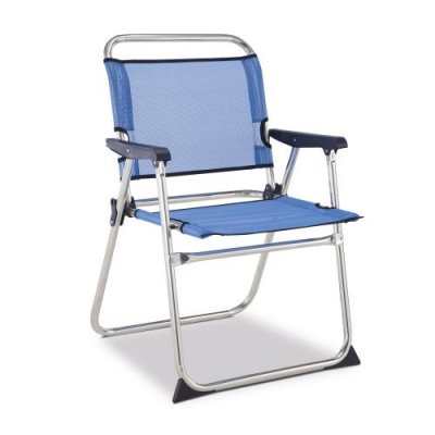 SOLENNY  - Chaise de Plage Pliante avec Dossier Bas Bleu 58x54x81 cm